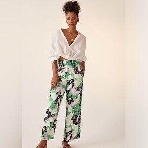 Anthropologie Maeve wide leg smocked pants M EUC